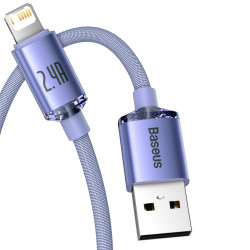 Кабел BASEUS, 2.4A USB-A - Lightning, Crystal Shine (CAJY000005), 1.2 метра Кабел BASEUS, 2.4A USB-A - Lightning, Crystal Shine (CAJY000005), 1.2 метра