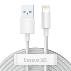 Кабел BASEUS, USB - Lightning, Simple Wisdom 2.4A (TZCALZJ-02), 1.5 метра / СЕТ - 2 БР.  Кабел BASEUS, USB - Lightning, Simple Wisdom 2.4A (TZCALZJ-02), 1.5 метра / СЕТ - 2 БР.