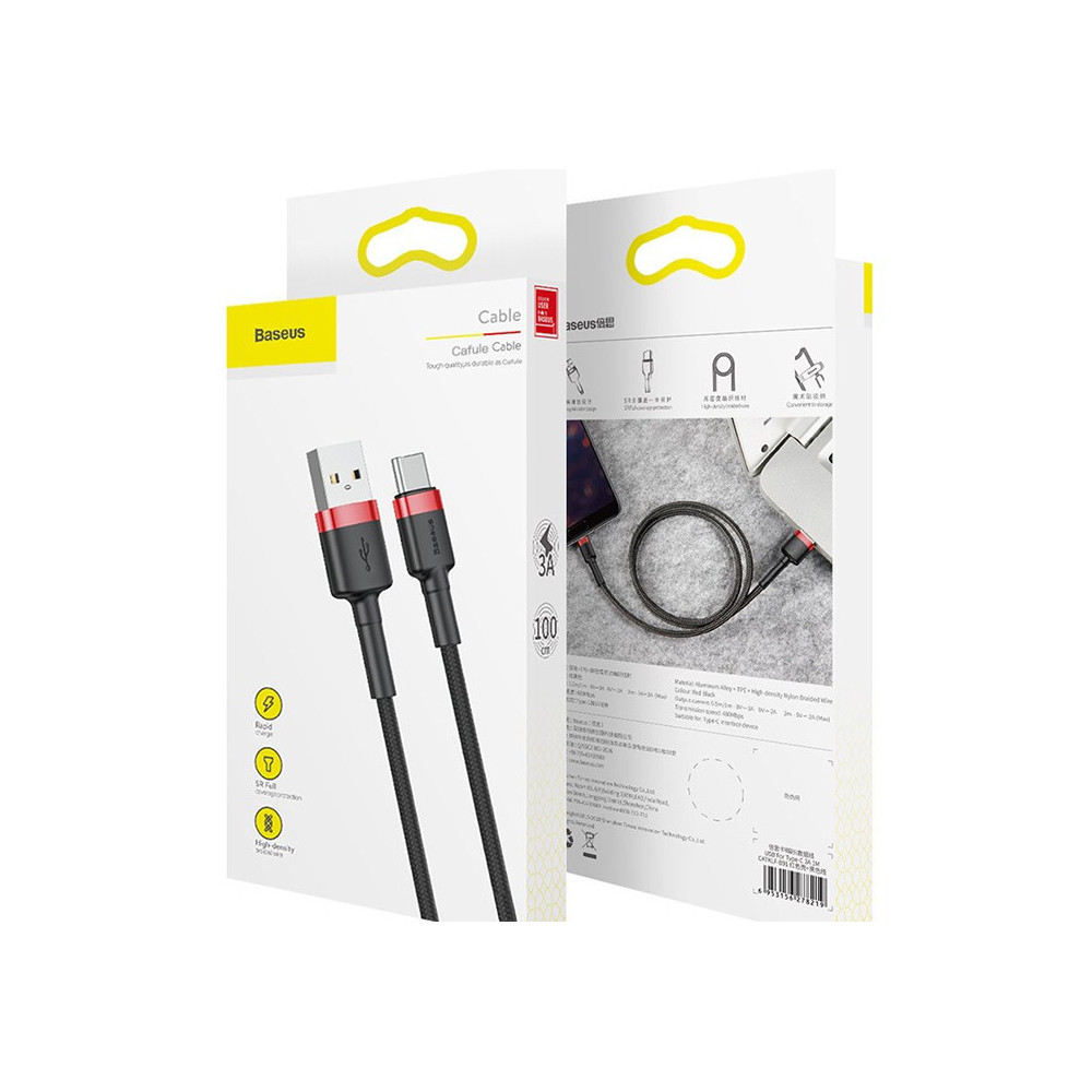Кабел BASEUS, USB - Type-C,Cafule 3A (CATKLF-B91), 1 метър