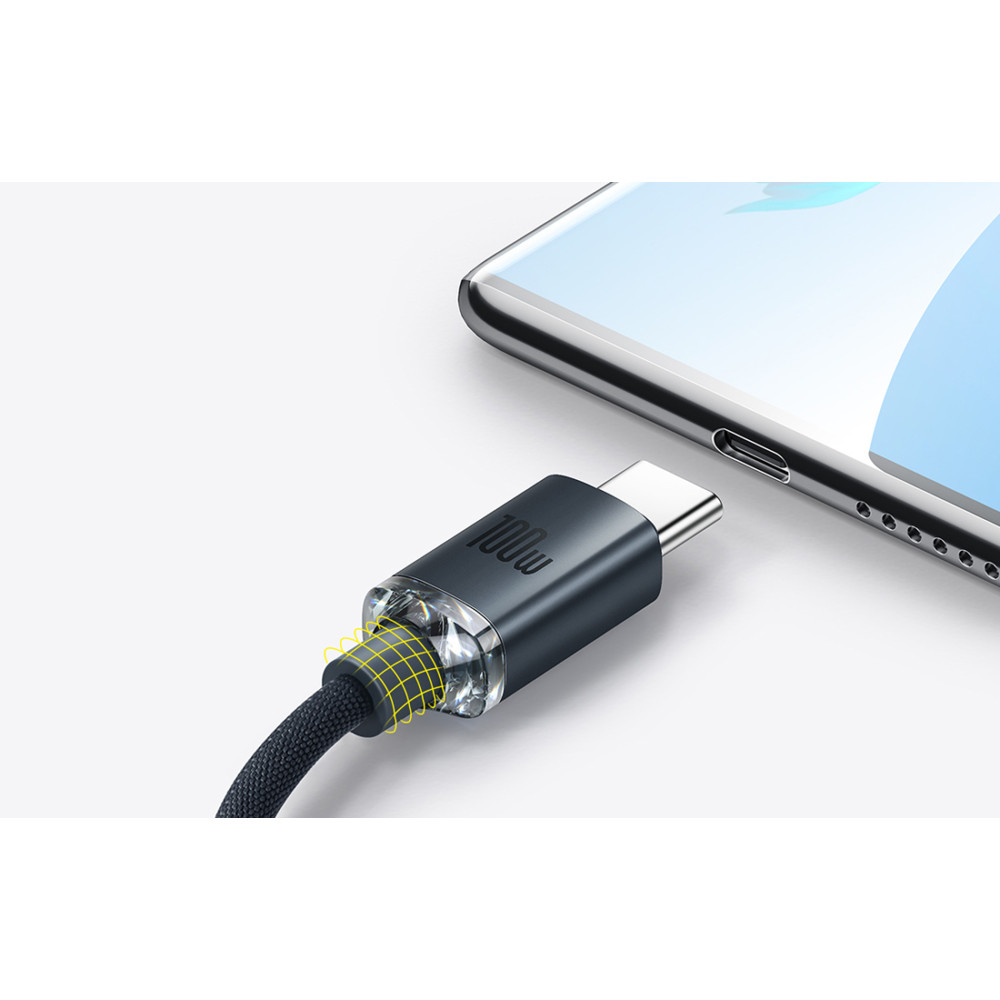Кабел BASEUS 100W, USB - Type-C, Crystal Shine- (CAJY000501), 2 метра
