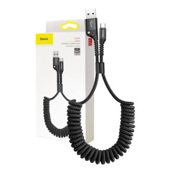 Кабел BASEUS, USB - Type-C, Fish Eye Spring 2A (CATSR-01), 1 метър Кабел BASEUS, USB - Type-C, Fish Eye Spring 2A (CATSR-01), 1 метър