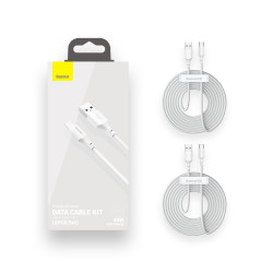 Кабел BASEUS 40W, USB-A - Type-C, Simple Wisdom 5A (TZCATZJ-02), 1.5 метра / СЕТ - 2 БР.  Кабел BASEUS 40W, USB-A - Type-C, Simple Wisdom 5A (TZCATZJ-02), 1.5 метра / СЕТ - 2 БР.