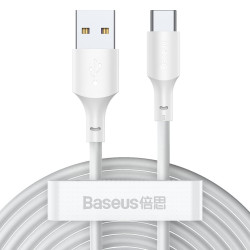 Кабел BASEUS 40W, USB-A - Type-C, Simple Wisdom 5A (TZCATZJ-02), 1.5 метра / СЕТ - 2 БР.  Кабел BASEUS 40W, USB-A - Type-C, Simple Wisdom 5A (TZCATZJ-02), 1.5 метра / СЕТ - 2 БР.