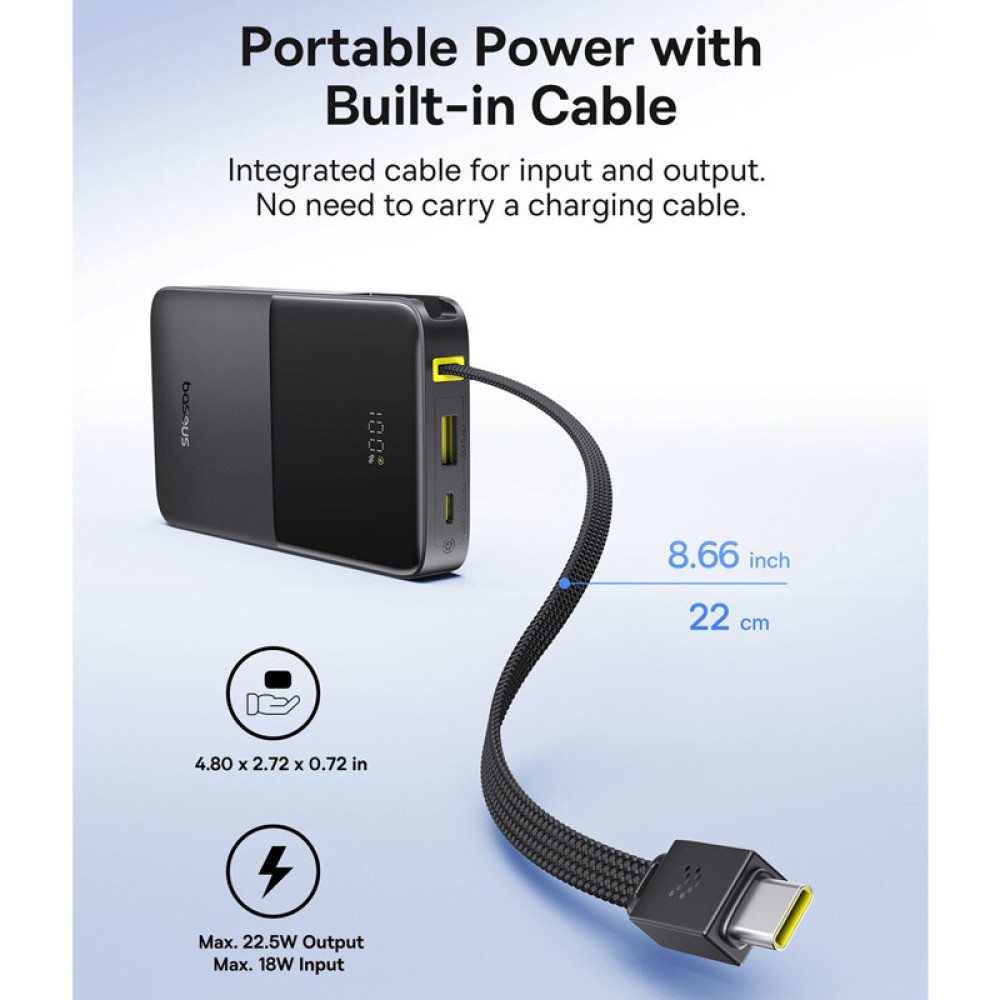 Външна батерия BASEUS - 10 000 mAh, 22.5W, EnerFill FC51 Bipow 2 Pro (E0027600)