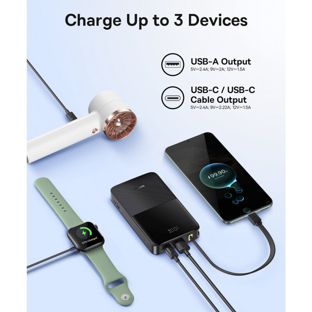 Външна батерия BASEUS - 10 000 mAh, 22.5W, EnerFill FC51 Bipow 2 Pro (E0027600)