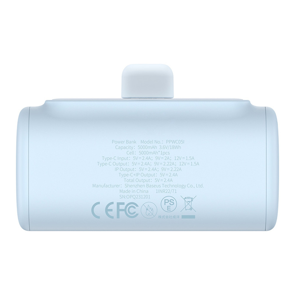 Външна батерия BASEUS Compact Series + Lightning  - 5000 mAh, 20W - (P10068307313-00)