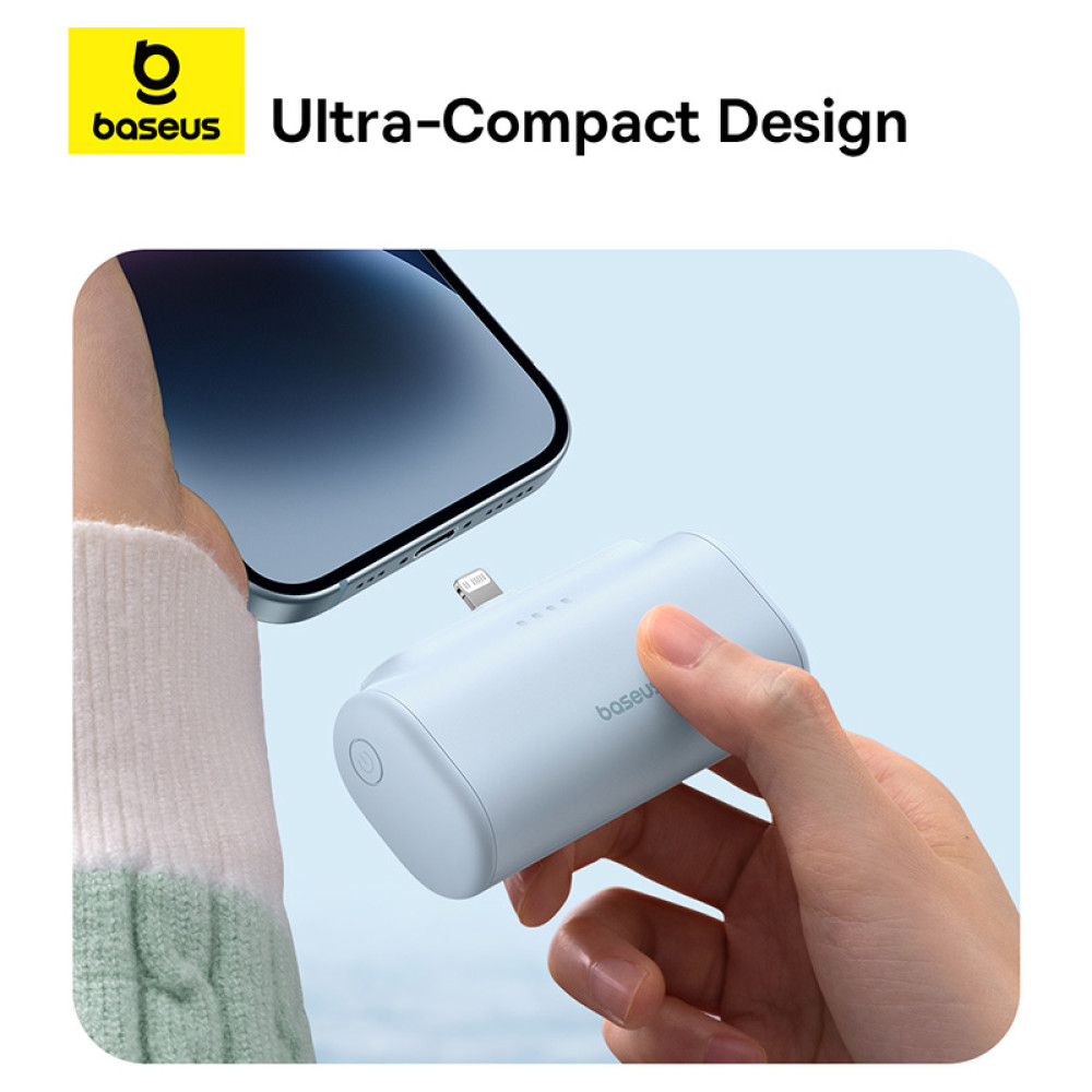 Външна батерия BASEUS Compact Series + Lightning  - 5000 mAh, 20W - (P10068307313-00)