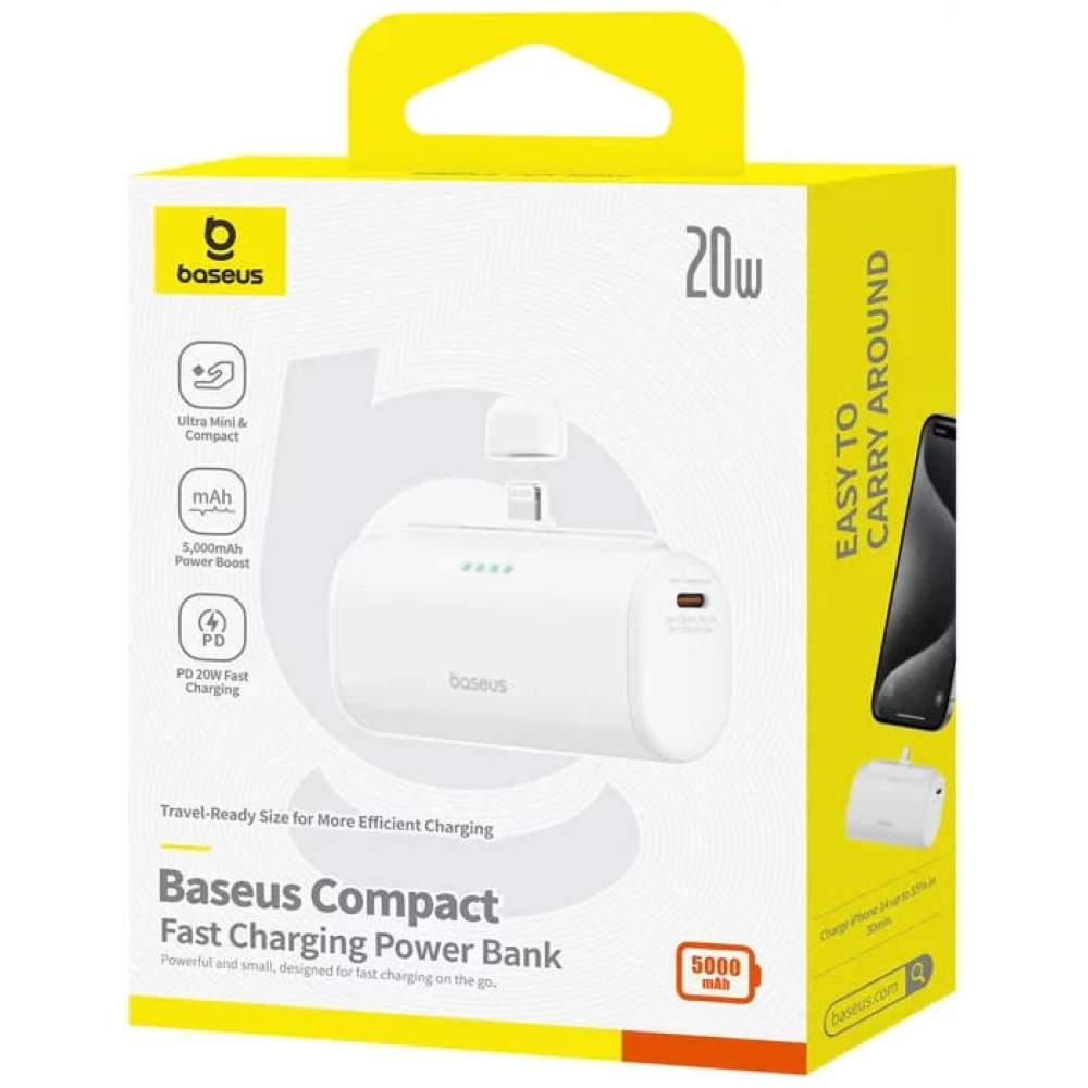 Външна батерия BASEUS Compact Series + Lightning  - 5000 mAh, 20W - (P10068307213-00)