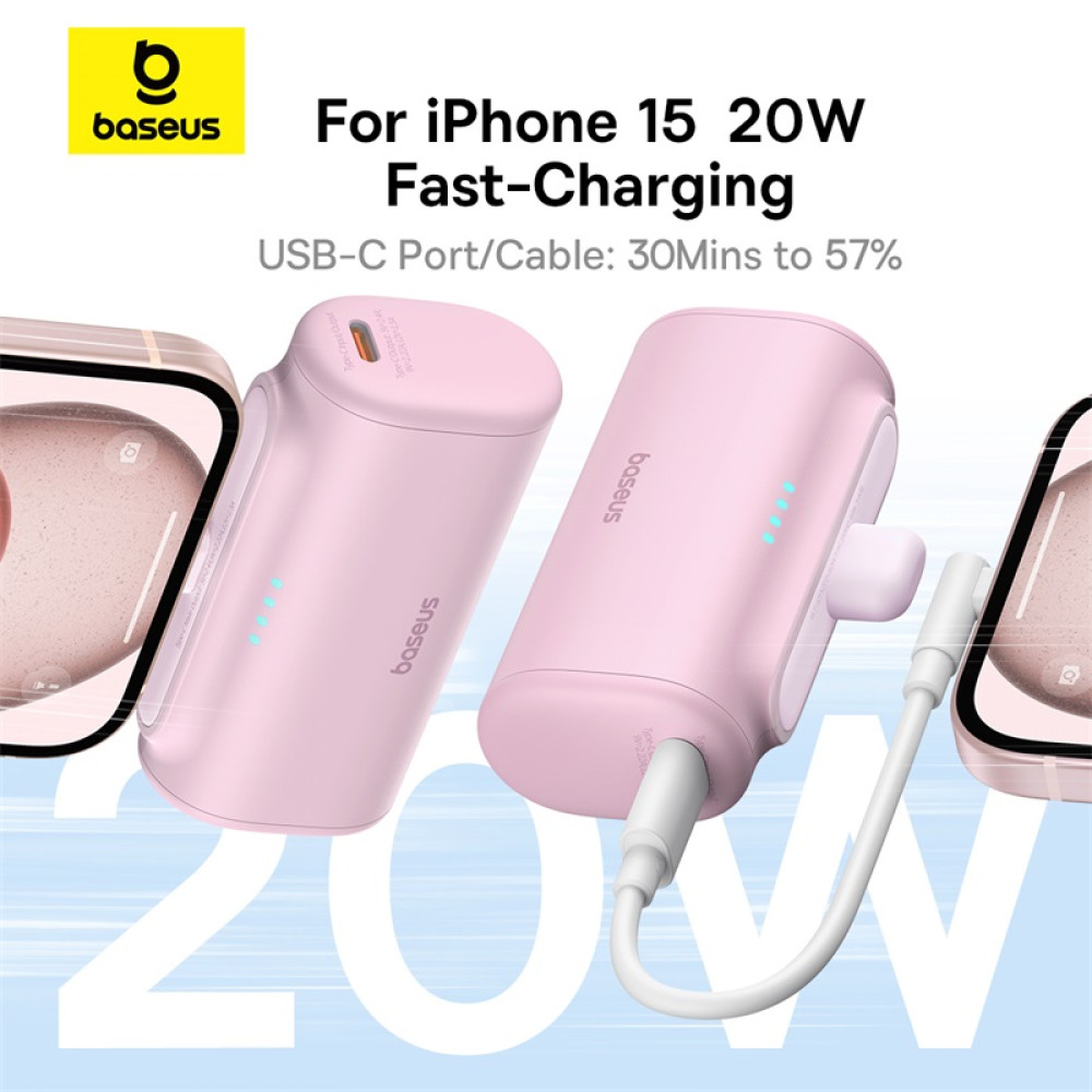 Външна батерия BASEUS Compact Series + USB-C - 5000 mAh, 20W - (P10068306413-00) Външна батерия BASEUS Compact Series + USB-C - 5000 mAh, 20W - (P10068306413-00)