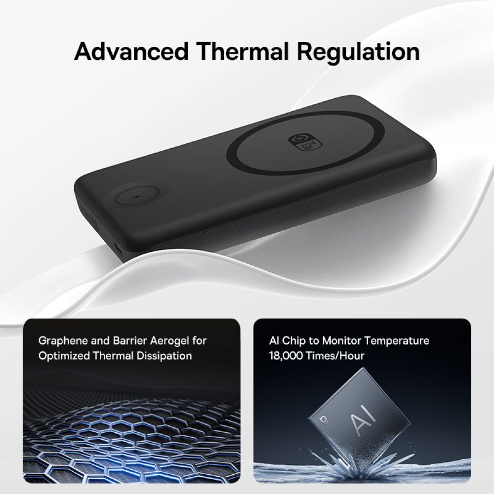 Безжична външна батерия BASEUS EnerFill FT11 2in1 Magnetic + iWatch - 10 000 mAh, 27W - (P1008210G123-00)