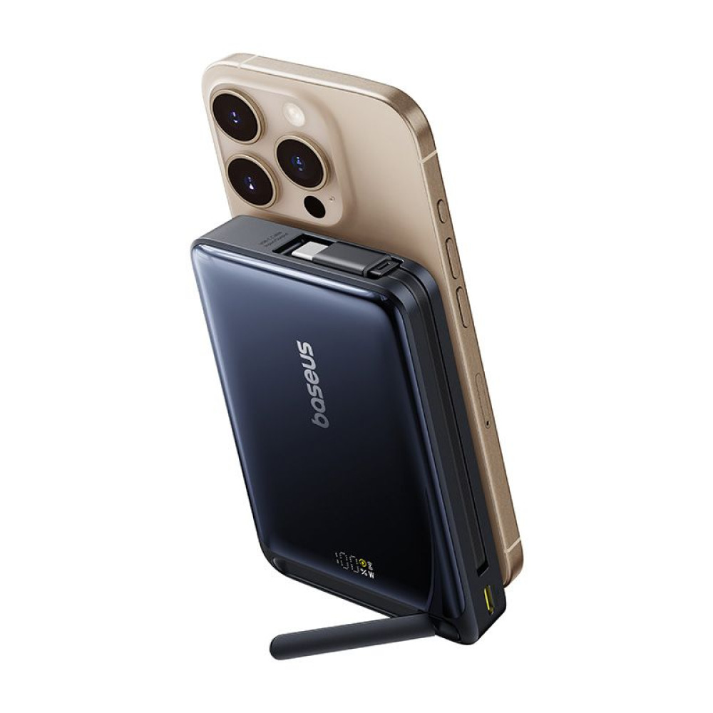 Външна батерия BASEUS - 10 000 mAh, 45W PicoGo Qi2 Nomos Magnetic + Type-C + стойка (P10078800123-00)