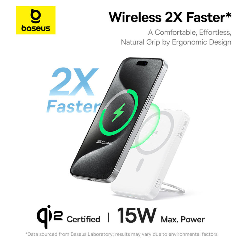 Безжична външна батерия BASEUS PicoGo Qi2 Ultra-slim Magnetic Ring - 5 000 mAh, 20W - (P10076800213-01)