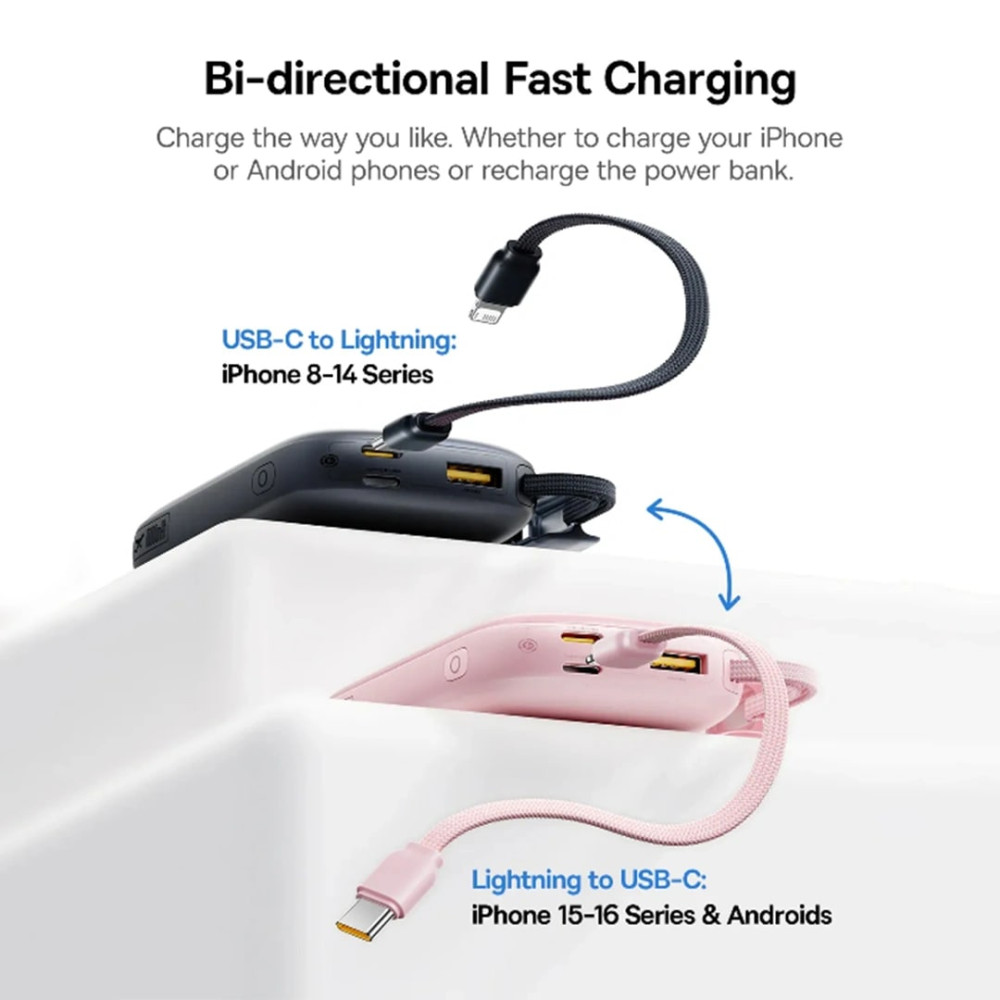  Външна батерия BASEUS - 10 000 mAh, 45W+вграден кабел C+L, EnerFill FC21 Qpow 3 Ultra (E0027Q00)