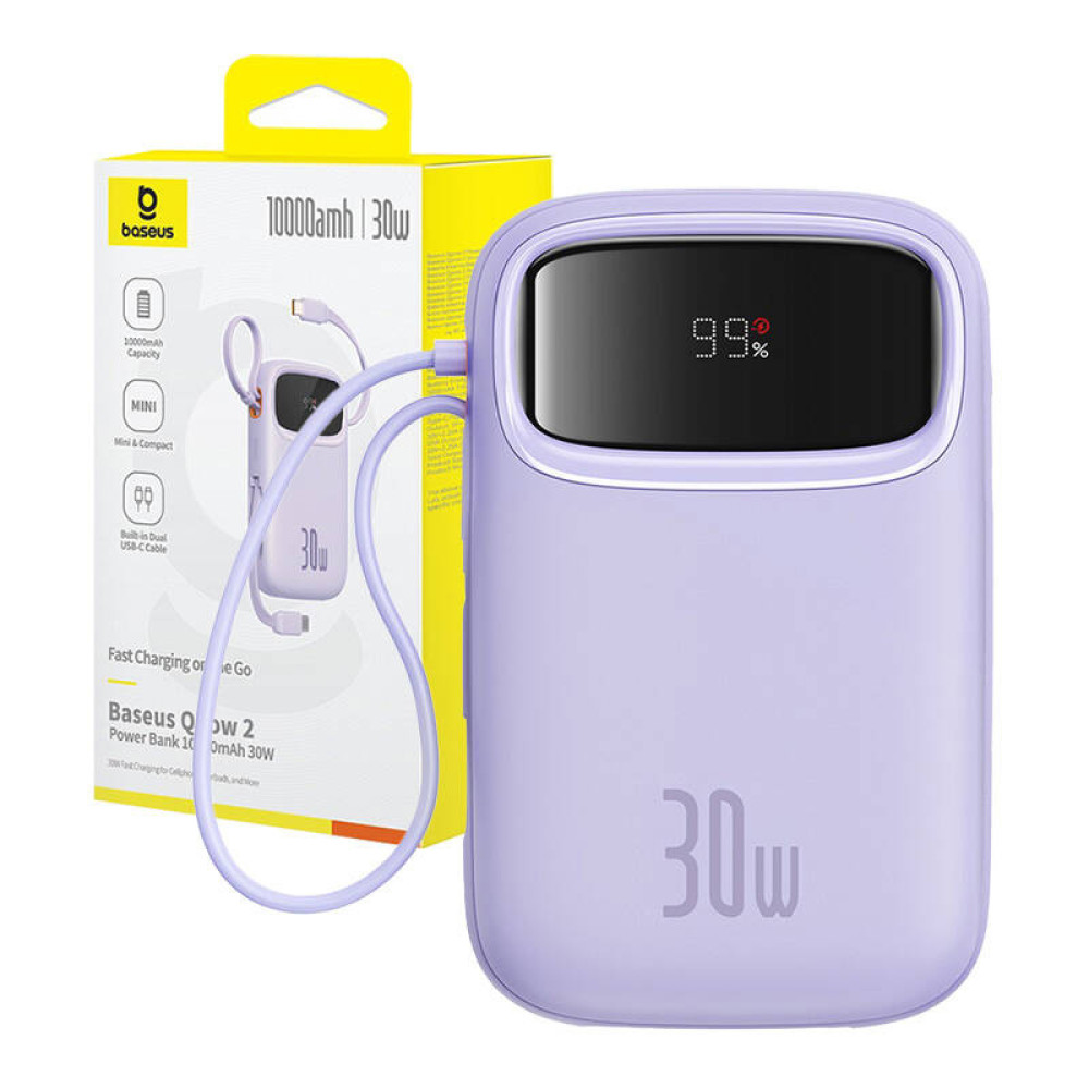 Външна батерия BASEUS - 10 000 mAh, 30W + 2 x Type-C, Q pow 2 (P10055008513-00) Външна батерия BASEUS - 10 000 mAh, 30W + 2 x Type-C, Q pow 2 (P10055008513-00)