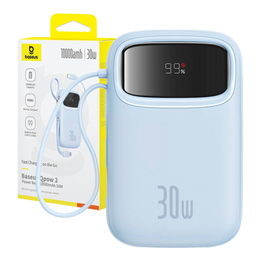 Външна батерия BASEUS - 10 000 mAh, 30W + 2 x Type-C, Q pow 2 (P10055008313-00) Външна батерия BASEUS - 10 000 mAh, 30W + 2 x Type-C, Q pow 2 (P10055008313-00)