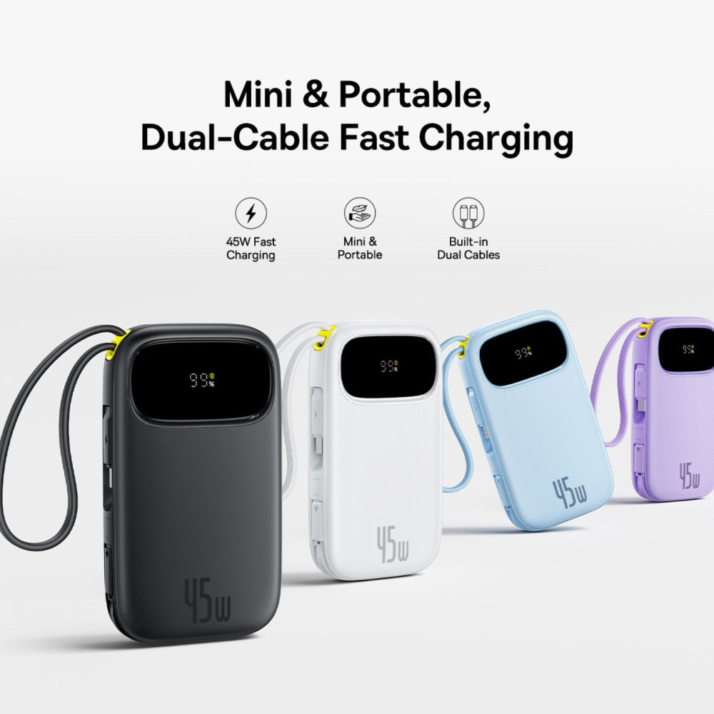 Външна батерия BASEUS - 10 000 mAh, 45W, кабели Type-C + Lightning, EnerFill FC31 Qpow 3 (E0028C00)