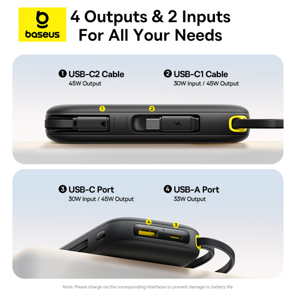 Външна батерия BASEUS - 10 000 mAh, 45W + 2 x Type-C, EnerFill FC31 Qpow 3 (P10082102123-00)