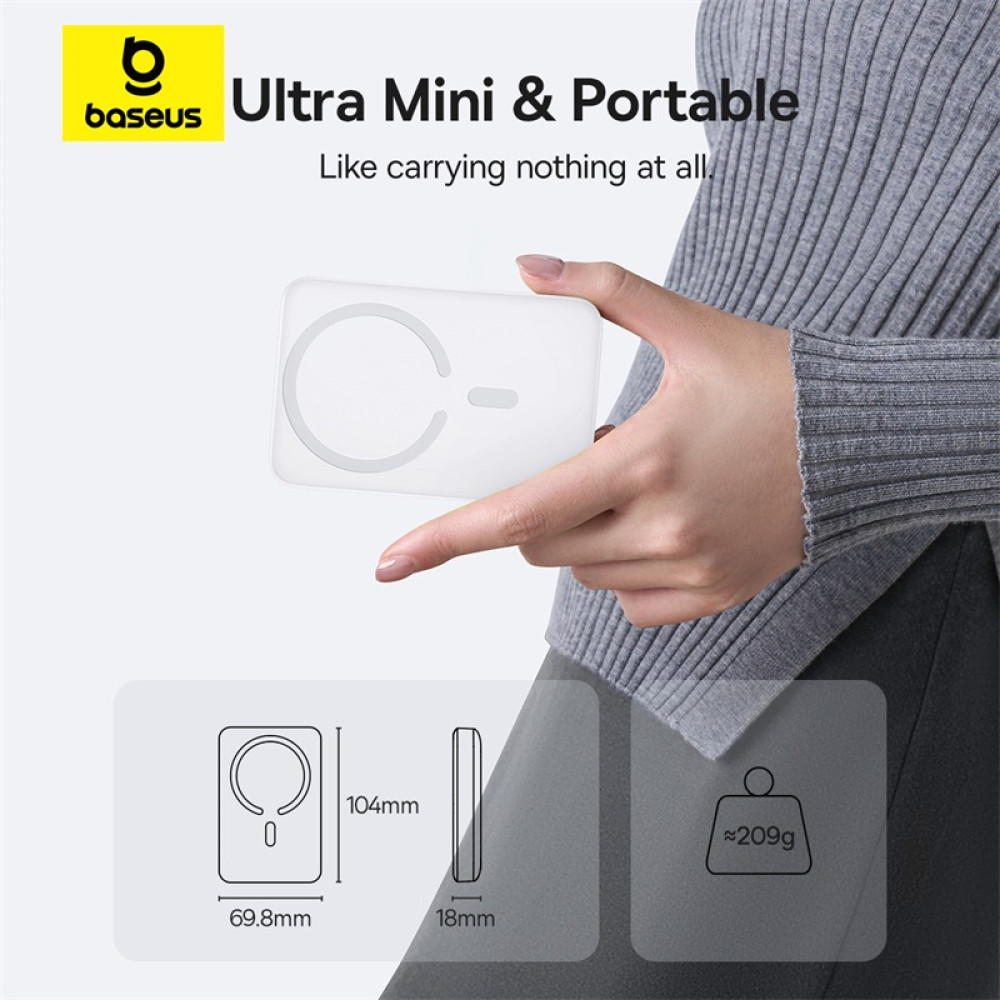 Безжична външна батерия BASEUS EnerFill FM11 Magnetic - 10 000 mAh, 22.5W - (P1008210E213-00)