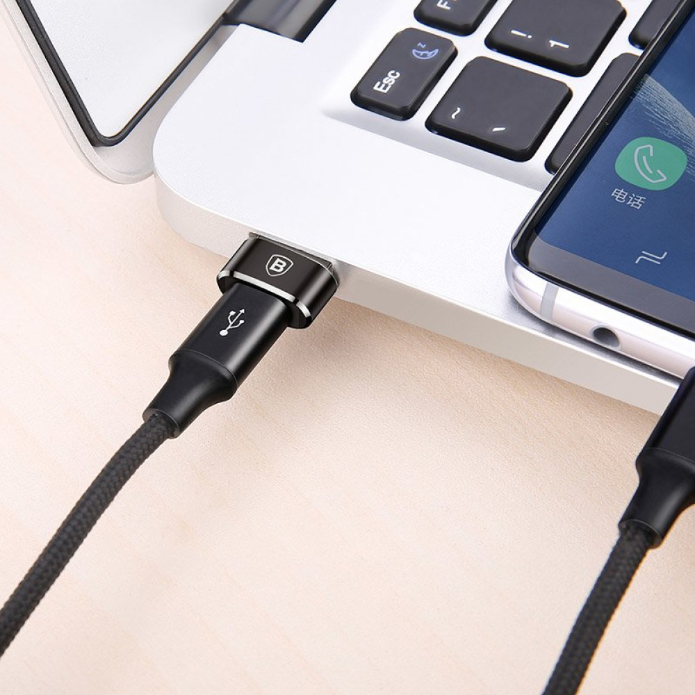 Преходник BASEUS Mini от USB-A към USB-C, 3A -  (CAAOTG-01)