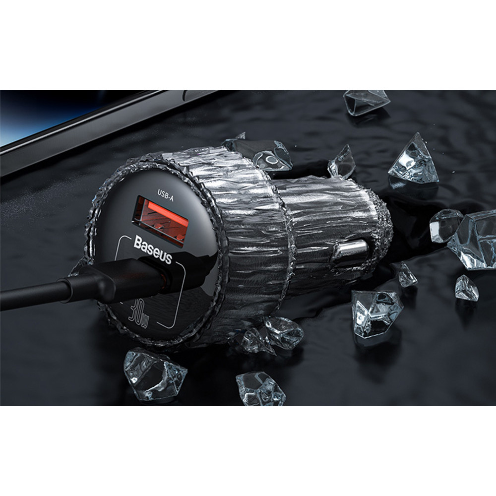 Зарядно за автомобил 12V BASEUS 30W - High Efficiency Pro (C00455300121-00), USB-A, USB-C, 12V Socket