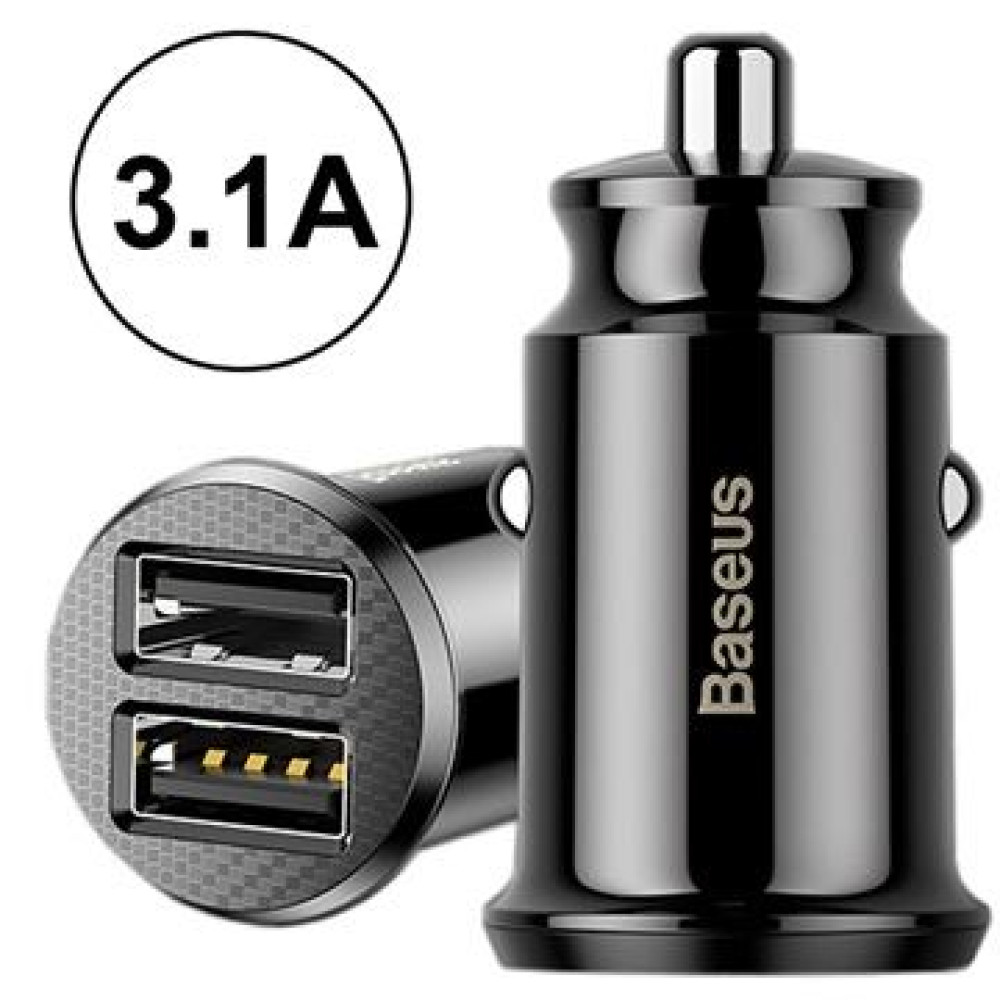  Зарядно за автомобил 12V BASEUS 15.5W, 2xUSB-A, 3.1A, Grain Car (CCALL-ML01)