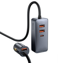 Зарядно за автомобил 12V BASEUS 120W - Share Together (CCBT-B0G), 3xUSB-A, USB-C Зарядно за автомобил 12V BASEUS 120W - Share Together (CCBT-B0G), 3xUSB-A, USB-C