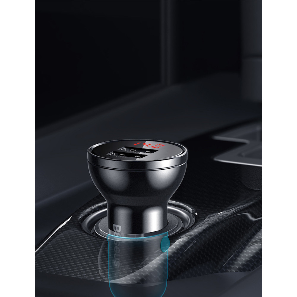 Зарядно за автомобил 12V BASEUS 24W, 2xUSB-A + 3 в 1 кабел - (TZCCBX-0G), 4.8A