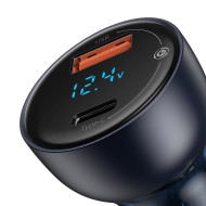 Зарядно за автомобил 12V BASEUS 65W, USB-A, USB-C, Particular Digital Display (TZCCKX-0G) + Type-C кабел 100W Зарядно за автомобил 12V BASEUS 65W, USB-A, USB-C, Particular Digital Display (TZCCKX-0G) + Type-C кабел 100W