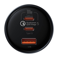 Зарядно за автомобил 12V BASEUS 160W, USB-A, 2xUSB-C, Qualcomm (TZCCZM-0G) Зарядно за автомобил 12V BASEUS 160W, USB-A, 2xUSB-C, Qualcomm (TZCCZM-0G)