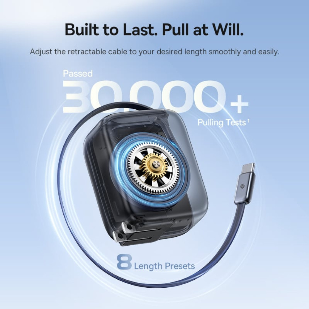 Зарядно устройство 220V BASEUS 67W, 2xUSB-C + вграден кабел Type-C, GaN6 (E0121E00)