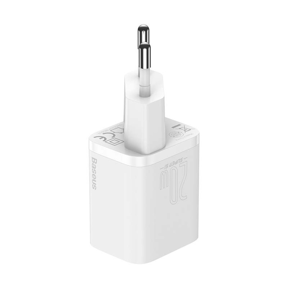 Зарядно устройство 220V BASEUS 20W, USB-C + кабел Type-C към Lightning - Super Si (TZCCSUP-B02)