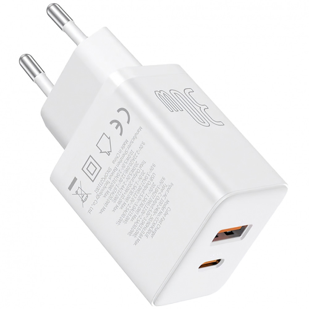 Зарядно устройство 220V BASEUS 30W, USB-A, USB-C, Cube Pro (P10111404213-00) Зарядно устройство 220V BASEUS 30W, USB-A, USB-C, Cube Pro (P10111404213-00)