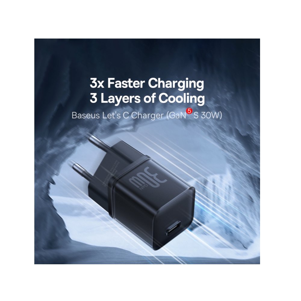 Зарядно устройство 220V BASEUS 30W, USB-C - GaN5S (P10162504113-00) Зарядно устройство 220V BASEUS 30W, USB-C - GaN5S (P10162504113-00)