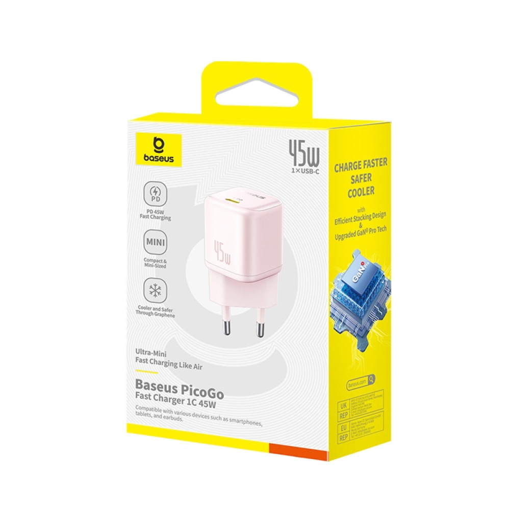 Зарядно устройство 220V BASEUS 45W, USB-C, PicoGo GaN (P10176800413-00) Зарядно устройство 220V BASEUS 45W, USB-C, PicoGo GaN (P10176800413-00)