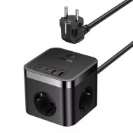 Разклонител и Зарядно устройство 220V BASEUS 30W PowerCombo Cube - (E00066400117-00), 3xAC Sockets + 2XUSB + 2XUSB-C Разклонител и Зарядно устройство 220V BASEUS 30W PowerCombo Cube - (E00066400117-00), 3xAC Sockets + 2XUSB + 2XUSB-C