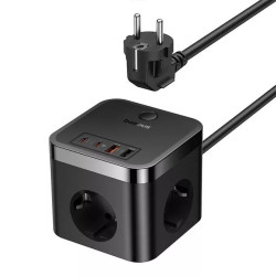 Разклонител и Зарядно устройство 220V BASEUS 30W PowerCombo Cube - (E00066400117-00), 3xAC Sockets + 2XUSB + 2XUSB-C Разклонител и Зарядно устройство 220V BASEUS 30W PowerCombo Cube - (E00066400117-00), 3xAC Sockets + 2XUSB + 2XUSB-C