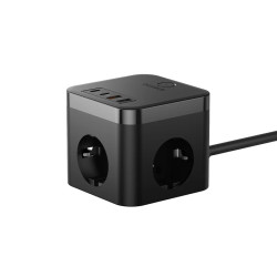 Разклонител и Зарядно устройство 220V BASEUS 30W PowerCombo Cube - (E00066400117-00), 3xAC Sockets + 2XUSB + 2XUSB-C Разклонител и Зарядно устройство 220V BASEUS 30W PowerCombo Cube - (E00066400117-00), 3xAC Sockets + 2XUSB + 2XUSB-C