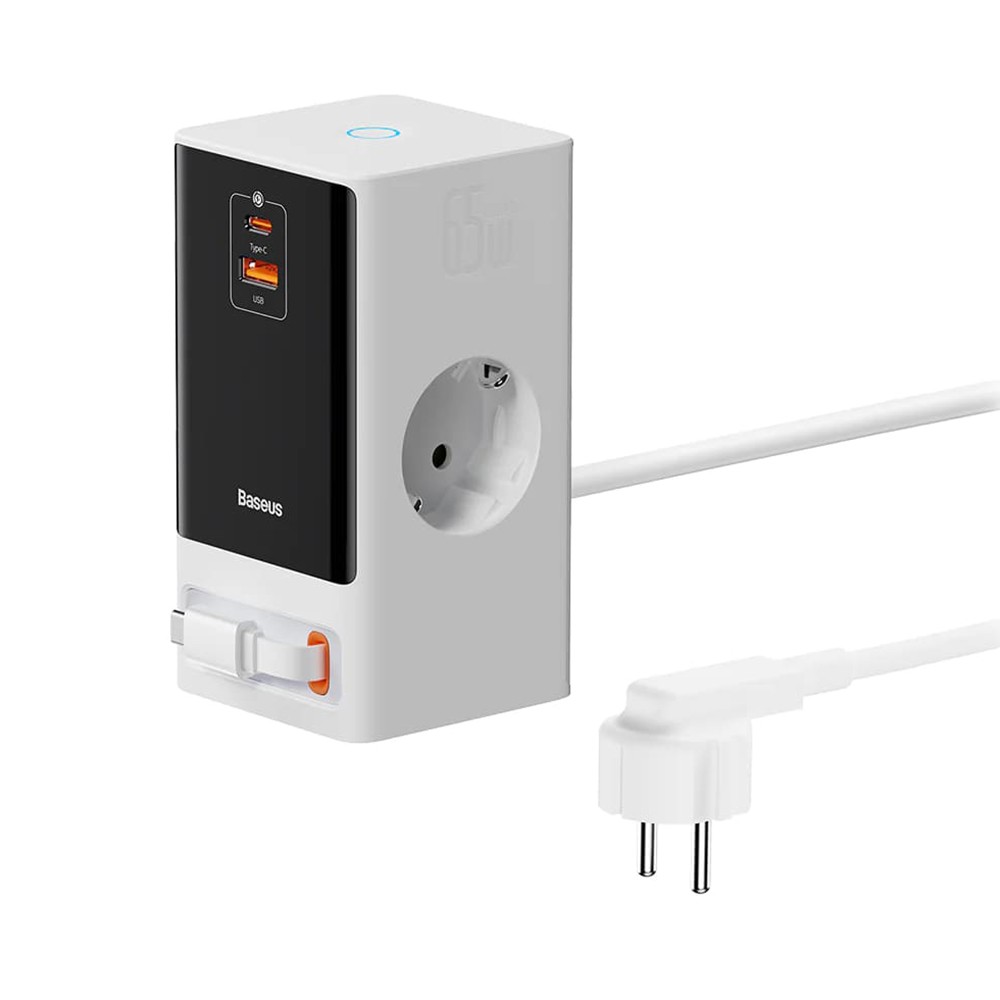 Разклонител / Зарядна станция 220V BASEUS 65W, 2xAC+USB-A+USB-C+Type-C, PowerCombo Digital PowerStrip (PSLR000602) Разклонител / Зарядна станция 220V BASEUS 65W, 2xAC+USB-A+USB-C+Type-C, PowerCombo Digital PowerStrip (PSLR000602)
