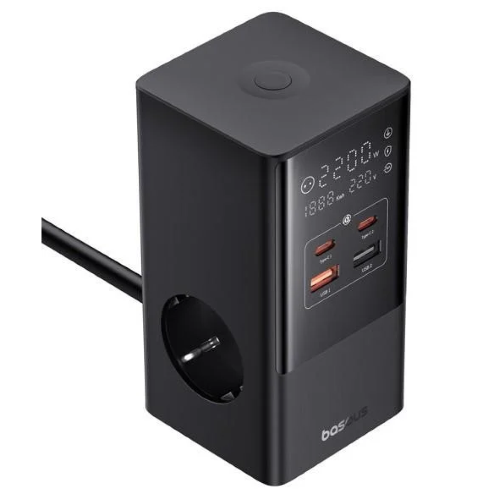 Разклонител и Зарядно устройство 220V BASEUS 35W PowerCombo Tower - (E00023606113-00), 4000W, 3xAC Sockets + 2XUSB + 2XUSB-C(PD) Разклонител и Зарядно устройство 220V BASEUS 35W PowerCombo Tower - (E00023606113-00), 4000W, 3xAC Sockets + 2XUSB + 2XUSB-C(PD)