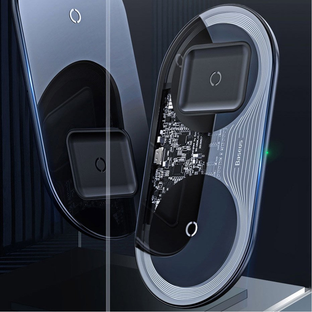 Безжично зарядно 220V BASEUS 18W, SIMPLE PRO 2в1 Смартфон+AirPods (WXJK-A01)