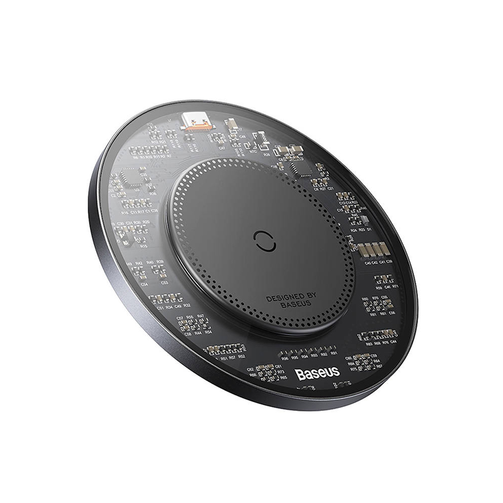 Безжично зарядно 220V BASEUS 15W, Qi SIMPLE2 (CCJJ050001) + кабел Type-C към Type-C