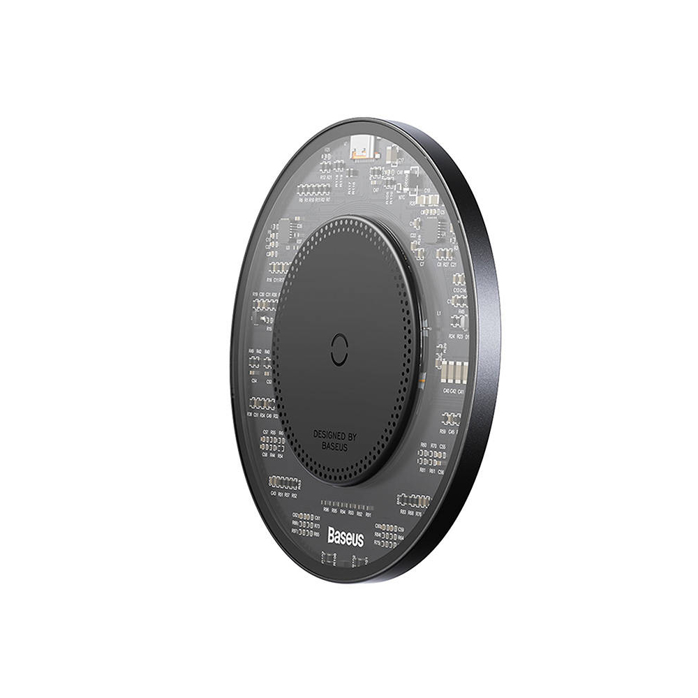 Безжично зарядно 220V BASEUS 15W, Qi SIMPLE2 (CCJJ050001) + кабел Type-C към Type-C