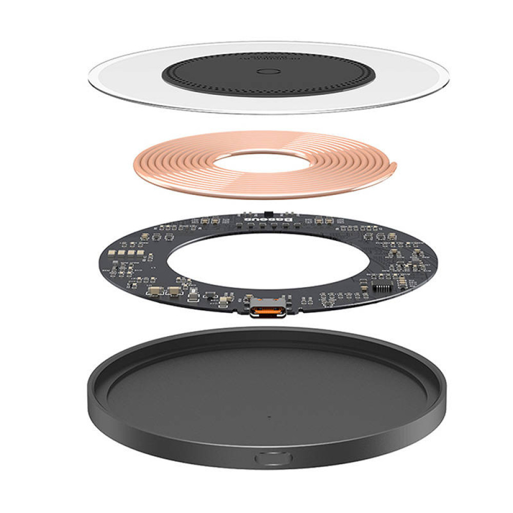 Безжично зарядно 220V BASEUS 15W, Qi SIMPLE2 (CCJJ050001) + кабел Type-C към Type-C