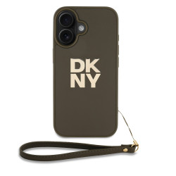 Калъф DKNY PU Leather Stack Logo Wrist Strap Green за Apple iPhone 16 - DKHCP16SPBSWSA  Калъф DKNY PU Leather Stack Logo Wrist Strap Green за Apple iPhone 16 - DKHCP16SPBSWSA