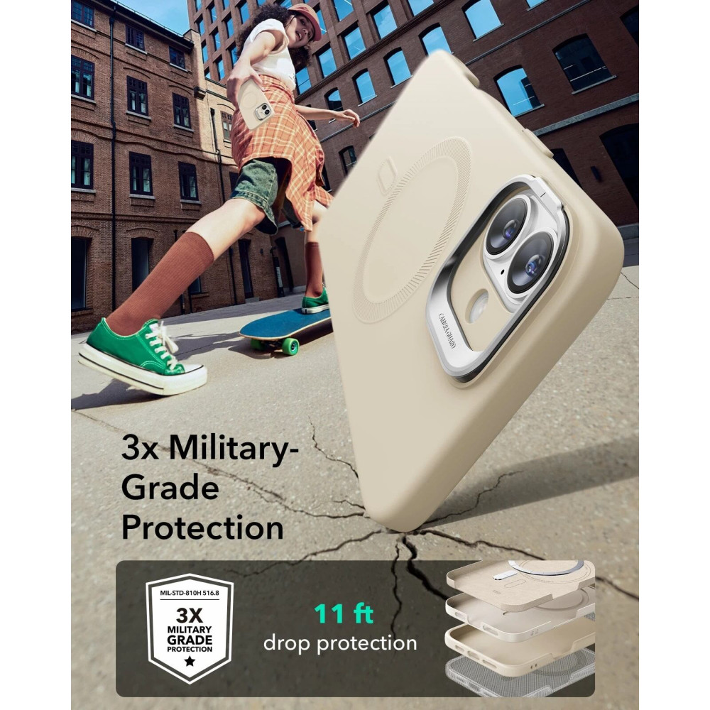 Калъф ESR Cloud Soft за Apple iPhone 16 със стойка, MagSafe, розов