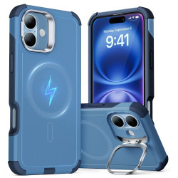 Калъф ESR Cyber Tough Armor със стойка за Apple iPhone 16, MagSafe, син Калъф ESR Cyber Tough Armor със стойка за Apple iPhone 16, MagSafe, син
