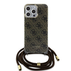 Калъф Guess IML 4G Printed + Crossbody Strap Brown GUHCP15XHC4SEW за Apple iPhone 15 Pro Max Калъф Guess IML 4G Printed + Crossbody Strap Brown GUHCP15XHC4SEW за Apple iPhone 15 Pro Max