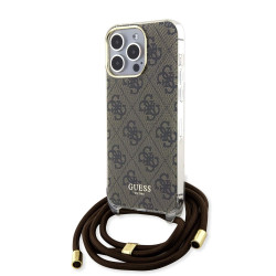 Калъф Guess IML 4G Printed + Crossbody Strap Brown GUHCP15XHC4SEW за Apple iPhone 15 Pro Max Калъф Guess IML 4G Printed + Crossbody Strap Brown GUHCP15XHC4SEW за Apple iPhone 15 Pro Max