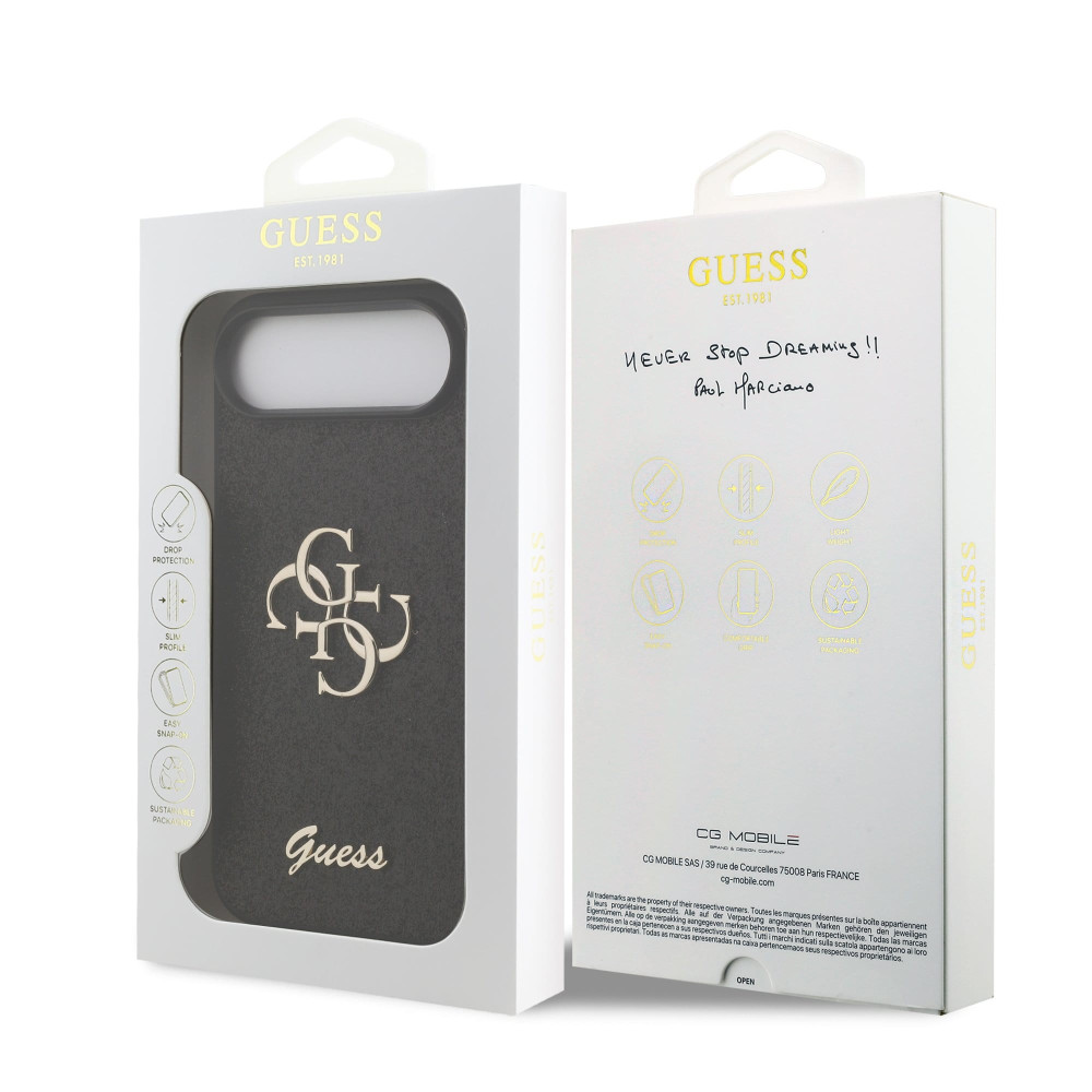 Калъф Guess PU Fixed Glitter 4G Metal Logo Black GUHCP17MHG4SGK за Apple iPhone 17 Air Калъф Guess PU Fixed Glitter 4G Metal Logo Black GUHCP17MHG4SGK за Apple iPhone 17 Air