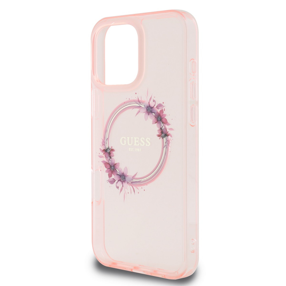 Калъф Guess IML Flowers Ring MagSafe Pink GUHMP16LHFWFCP за Apple iPhone 16 Pro Калъф Guess IML Flowers Ring MagSafe Pink GUHMP16LHFWFCP за Apple iPhone 16 Pro